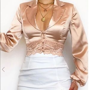 Fashion nova satin lace top NWT